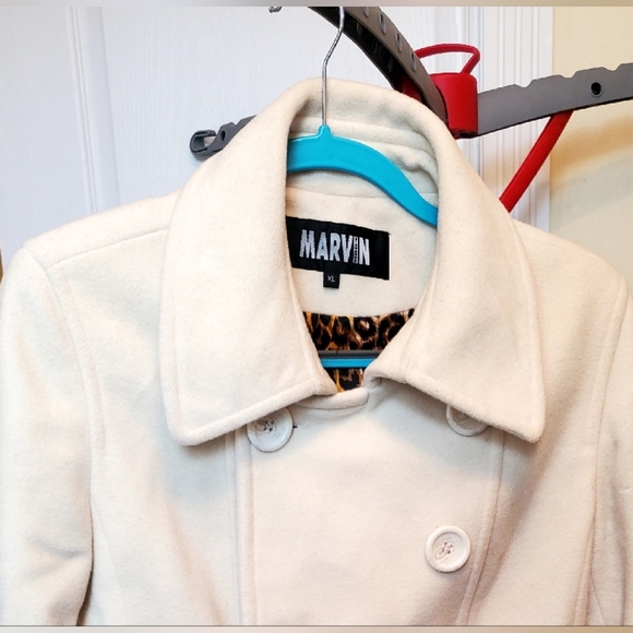 Marvin Richards Cream Wool Blend Long Coat XL - Picture 2 of 11